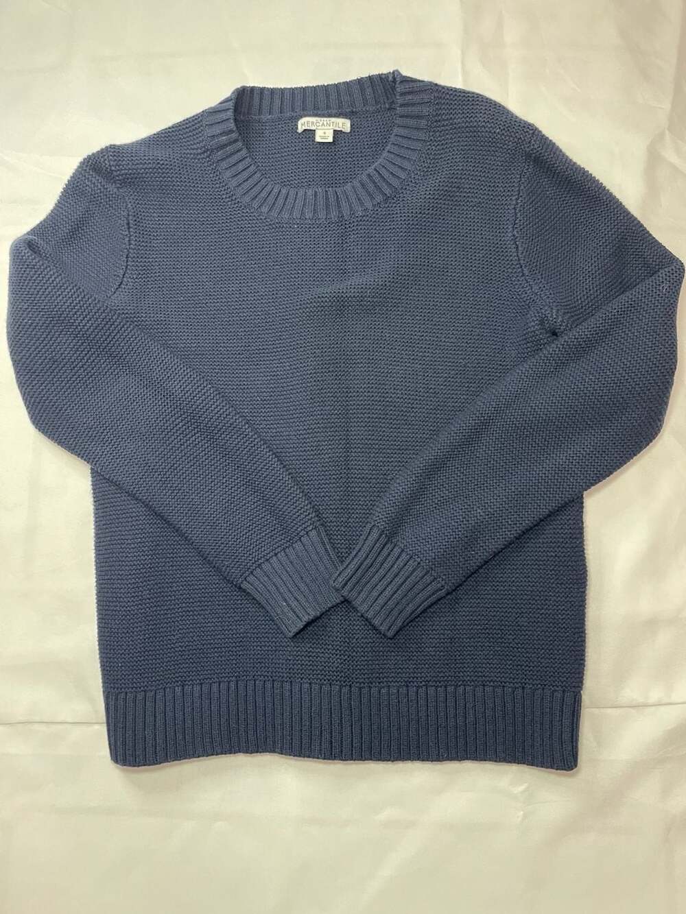 J.Crew Mercantile Women's Textured Knit Crewneck Sweater Blue S